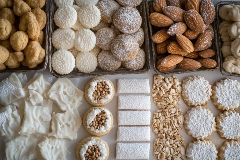 Different types of almond cookies on a plate