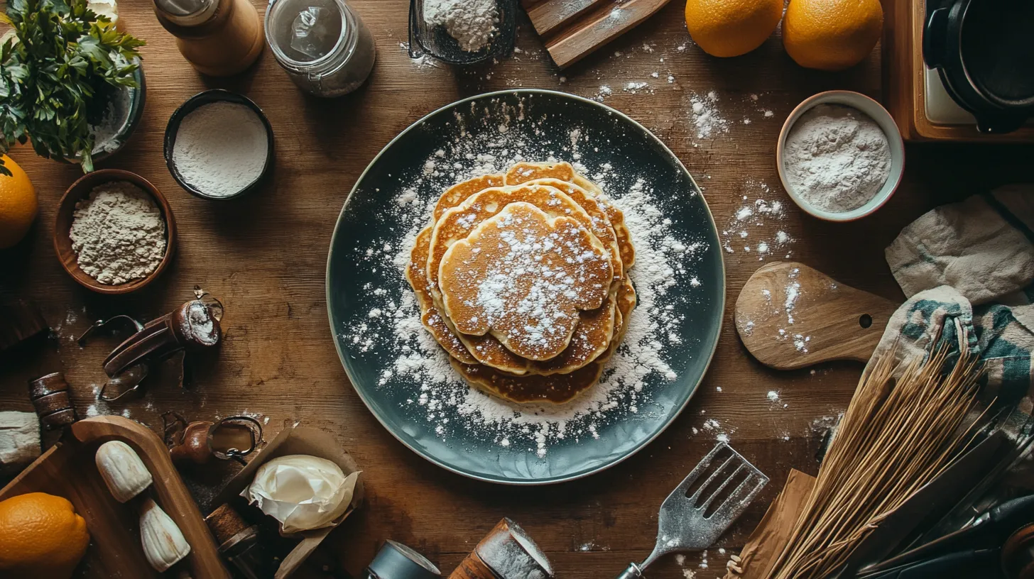 Can you eat pancakes without baking powder? Fluffy stack of golden pancakes