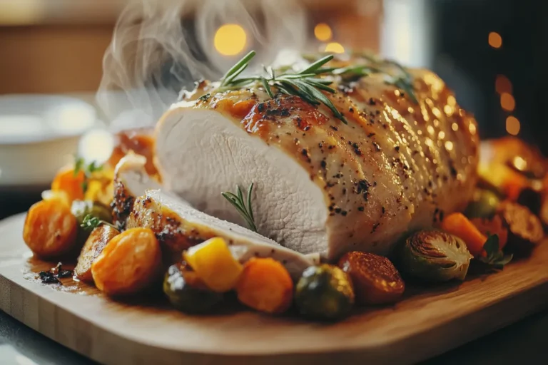 Turkey Loin Recipe served with vegetables