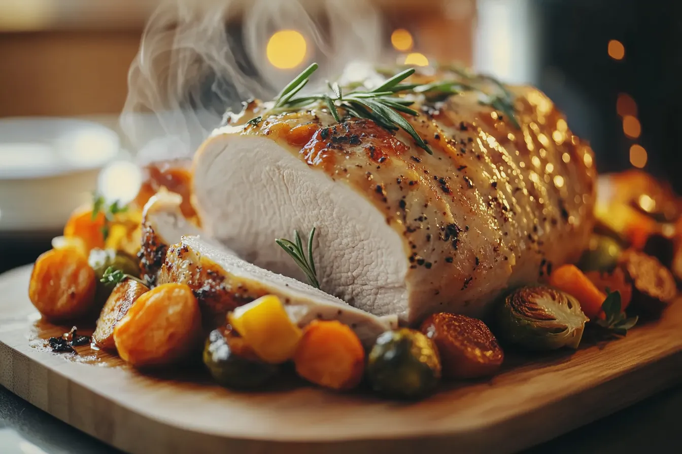 Turkey Loin Recipe served with vegetables