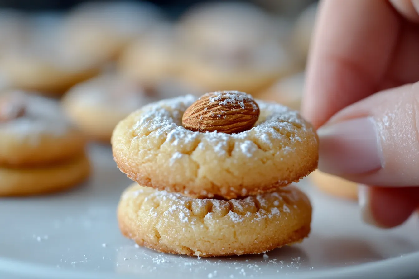 Almond Cookie Recipe with a whole almond on top