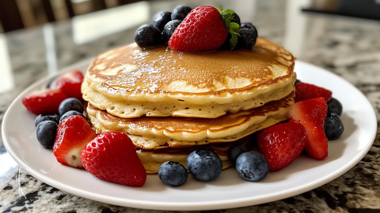 what are the ingredients in Bisquick pancake mix? Overhead view of flour, oil, and leaveners.