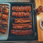 What can you smoke in 3 hours? Succulent chicken wings and salmon fillets in a smoker.