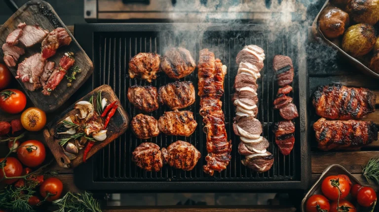 What is the best food to smoke in a smoker? A top-down view of smoked brisket slices.