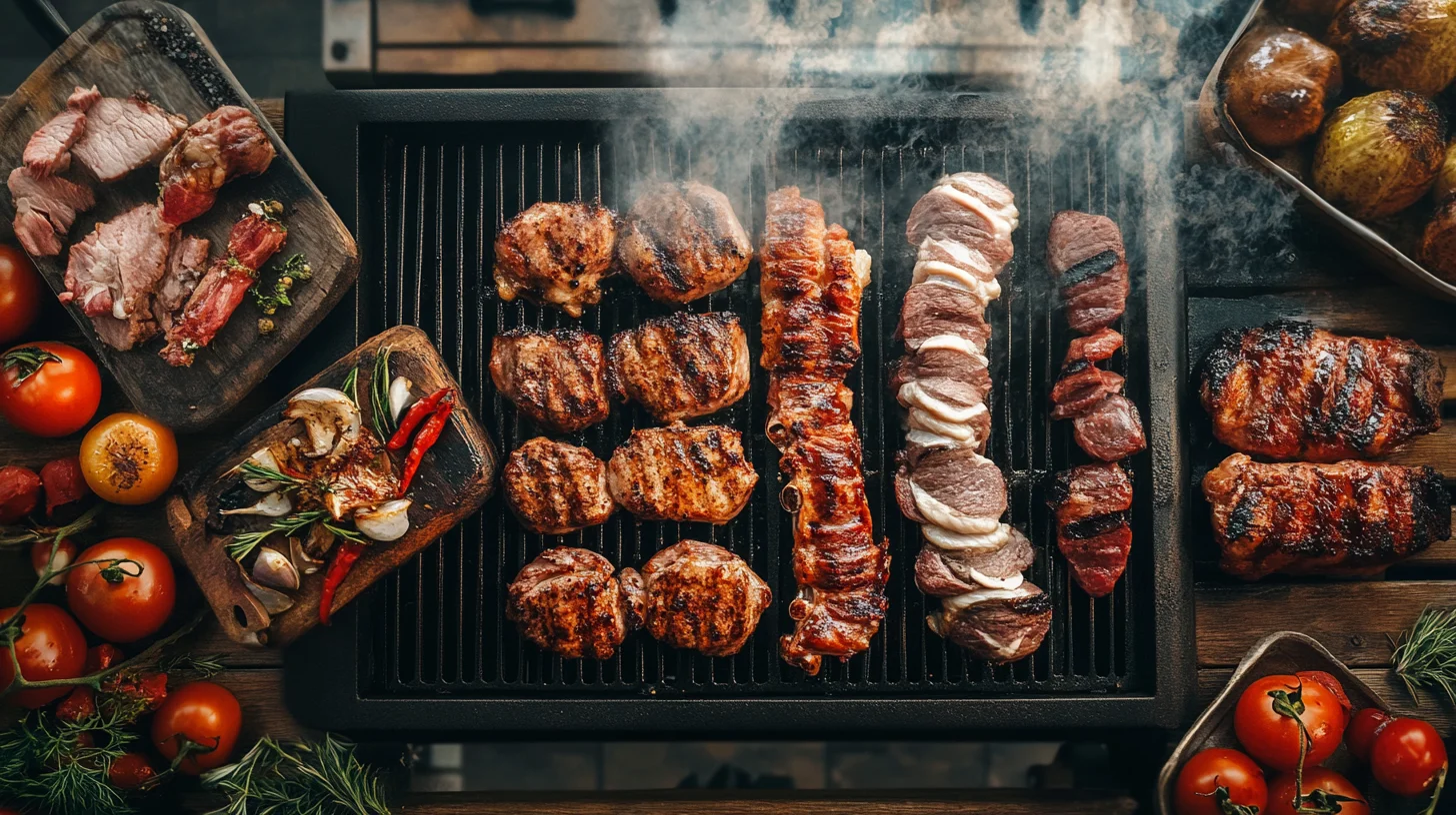 What is the best food to smoke in a smoker? A top-down view of smoked brisket slices.