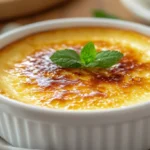 What type of cream is best for crème brûlée? A ramekin of creamy crème brûlée.