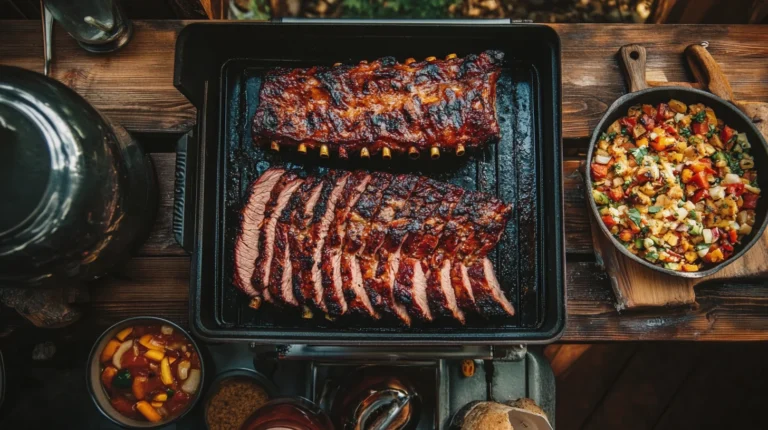 smoker recipes with a succulent rack of pork ribs on a grill