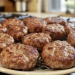 venison breakfast sausage recipe patties on a wooden board