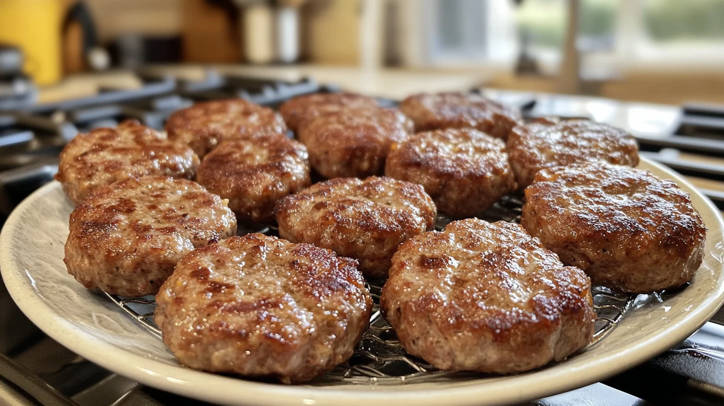 venison breakfast sausage recipe patties on a wooden board