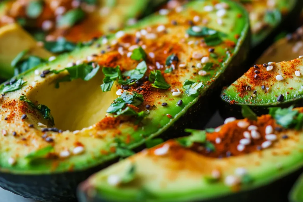 Avocado with spices and herbs