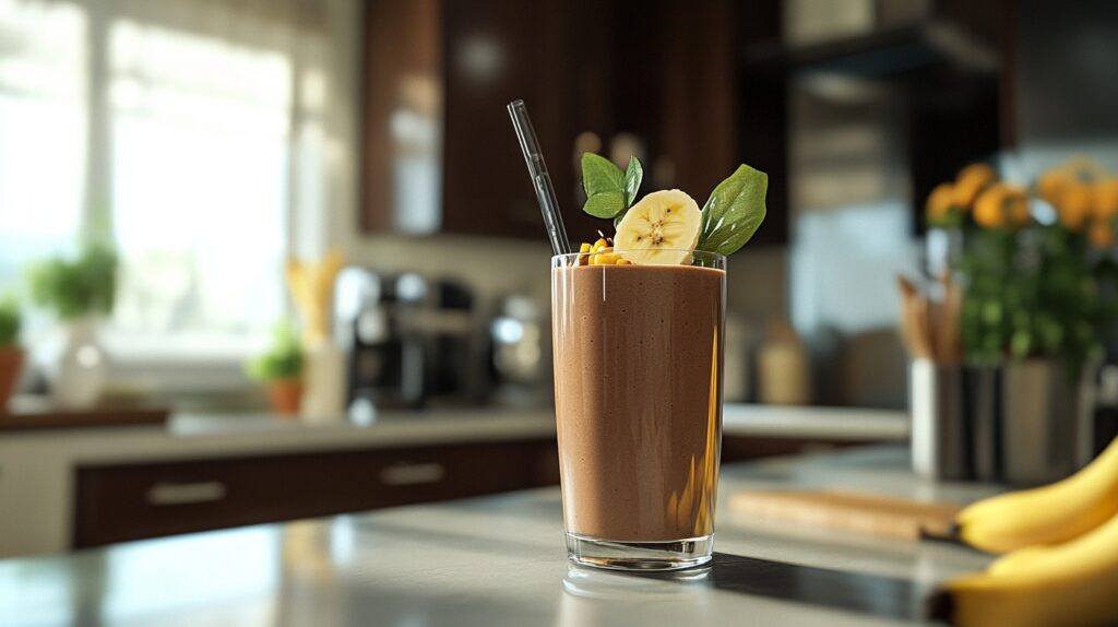 Decadent chocolate avocado and banana smoothie