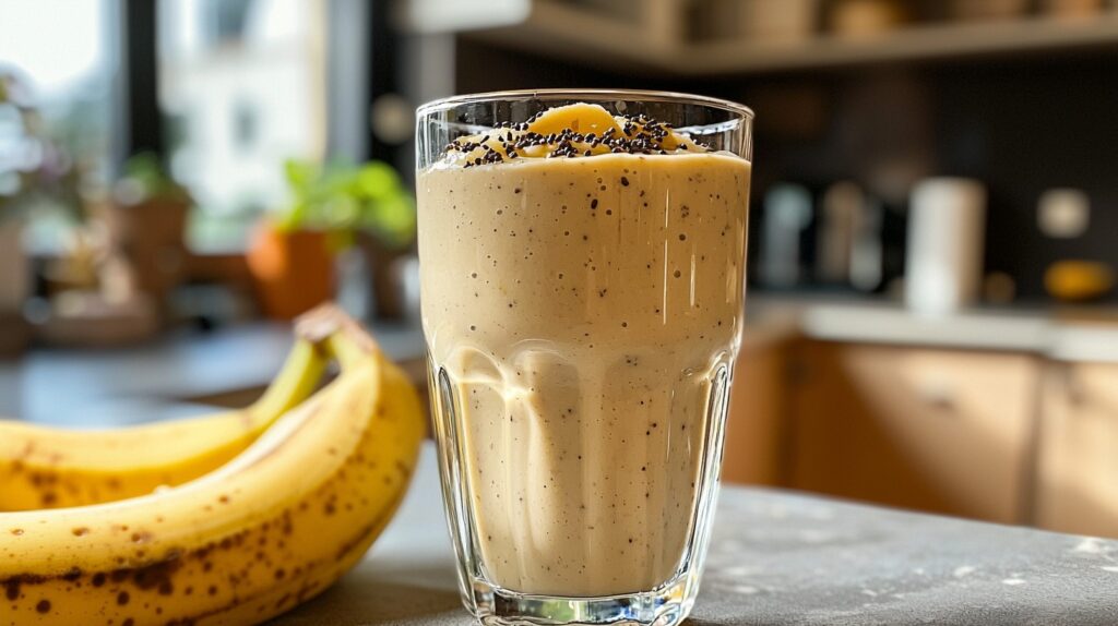 Berry avocado and banana smoothie with berries