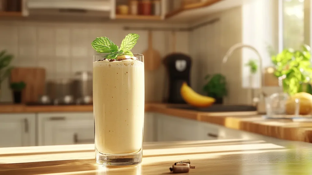 Blending banana and avocado together for a delicious smoothie